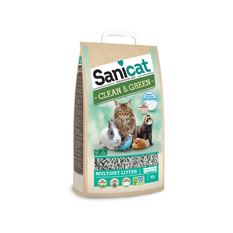 SANICAT Litière Clean et Green Cellulosa 10 L. SANICAT Litière Clean et Green Cellulosa 10 L.