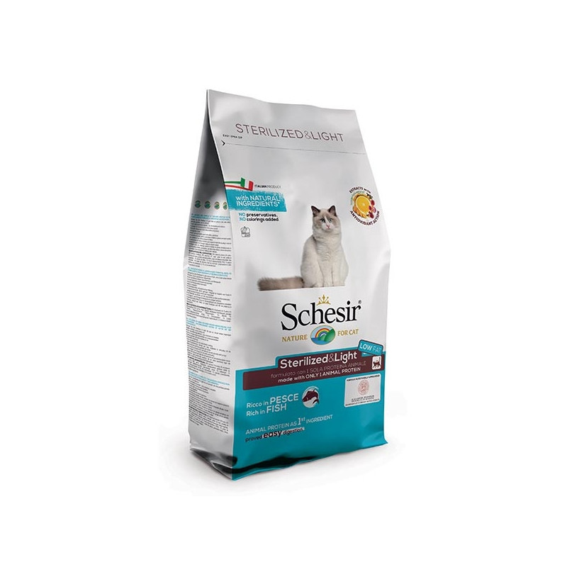 Schesir Chat Sterilized et Light avec Poisson 1,5 kg