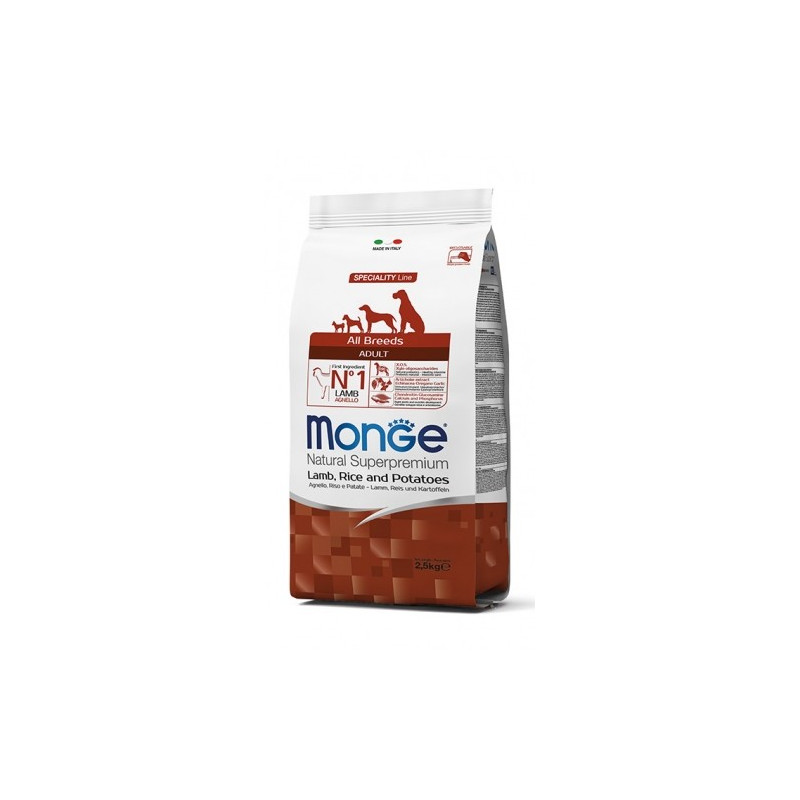 MONGE chien adult mini agneau riz pommes de terre 2,5 kg
