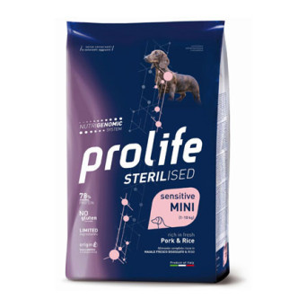 PROLIFE Cane Sterilised Sensitive Adult Maiale&Riso Mini 7 kg - 