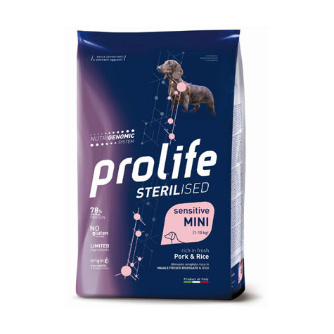 PROLIFE Cane Sterilised Sensitive Adult Maiale&Riso Mini 7 kg - 