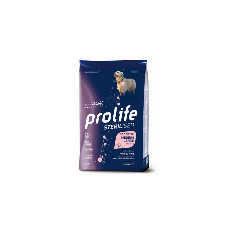 PROLIFE Cane Sterilised Sensitive Adult Maiale&Riso Med-large 2,5 kg