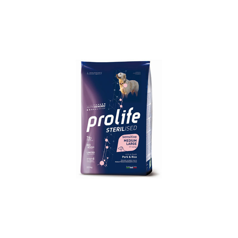 PROLIFE Chien Sterilised Sensitive Adult Porc et Riz Med-large 12 kg