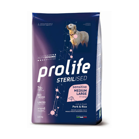 PROLIFE Dog Sterilized Sensitive Adult Pork & Rice Med-large 12 kg