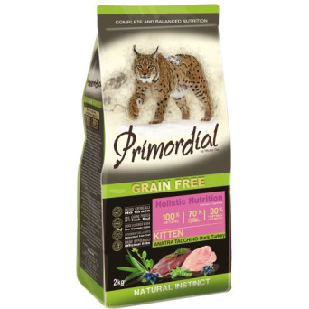 PRIMORDIAL Trockenfutter für Katzen Kätzchen Ente und Truthahn 2 kg.