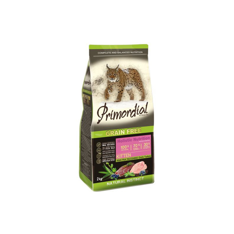 PRIMORDIAL Dry Food for Cats Kitten Duck and Turkey 2 kg.