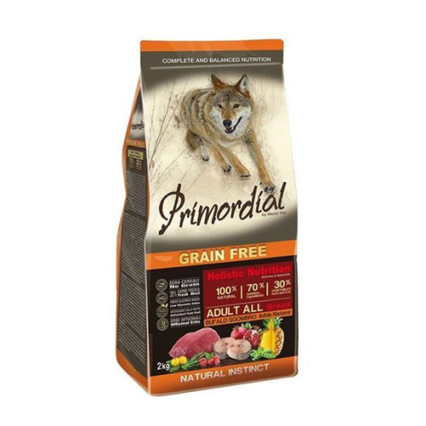 PRIMORDIAL Dry Food for Adult Dogs Buffalo and Mackerel Grain Free 2 kg.