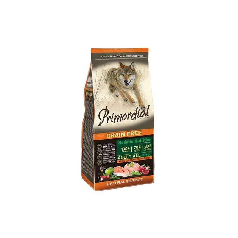 PRIMORDIAL Dry Food for Adult Dogs Chicken and Salmon Grain Free 2 kg.