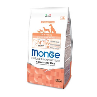 MONGE Natural Superpremium All Breeds Puppy & Junior Salmone e Riso 2,5 kg. - 