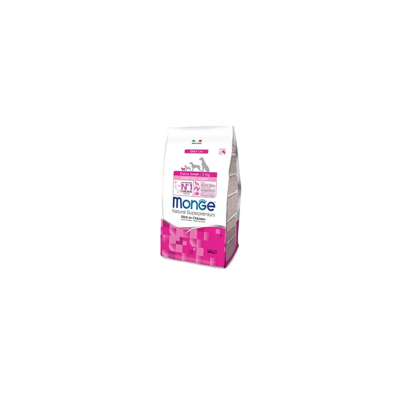 MONGE Natural Superpremium Extra Small Puppy et Junior Ricco di Poulet 800 g. MONGE Natural Superpremium Extra Small Puppy et Junior Ricco di Poulet 800 g.