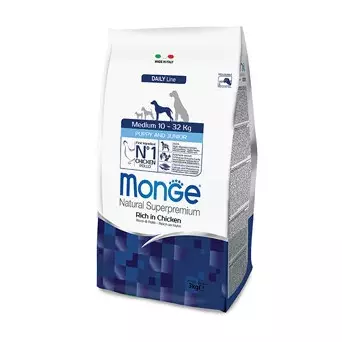 MONGE Natural Superpremium Medium Puppy & Junior Ricco di Pollo 3 kg. - 