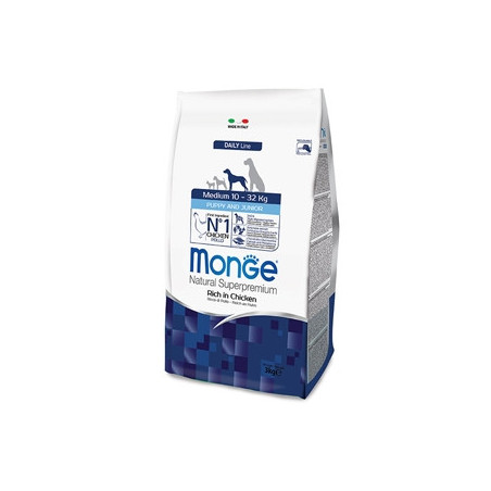 MONGE Natural Superpremium Medium Puppy & Junior Ricco di Pollo 3 kg. - 