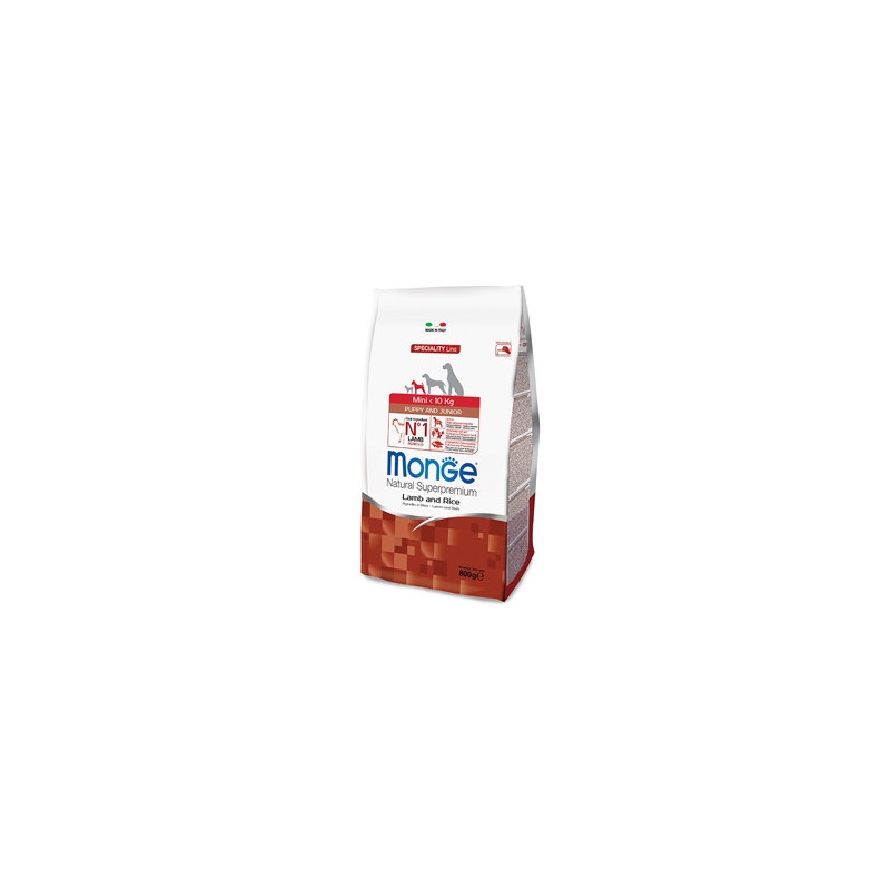 MONGE Natural Superpremium Mini Puppy et Junior Agneau et Riz 800gr.