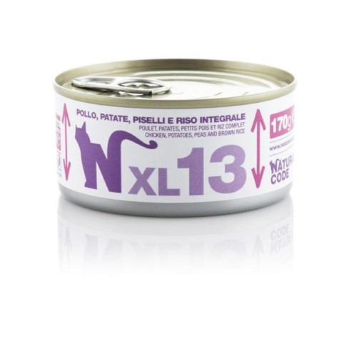 NATURAL CODE - XL 13 avec Poulet,Pommes de terre,Petits pois et riz integrale 170 g.