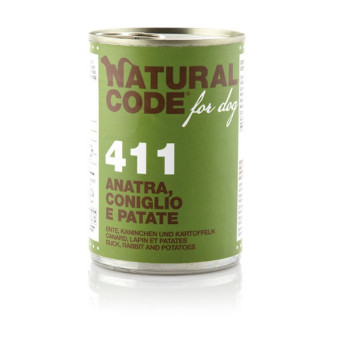 NATURAL CODE - For Dog 411 Anatra,Coniglio e Patate 400 gr. - 