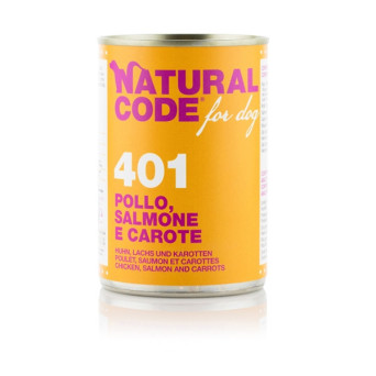 NATURAL CODE For Dog 401 Chicken, Salmon and Carrots 400 gr.