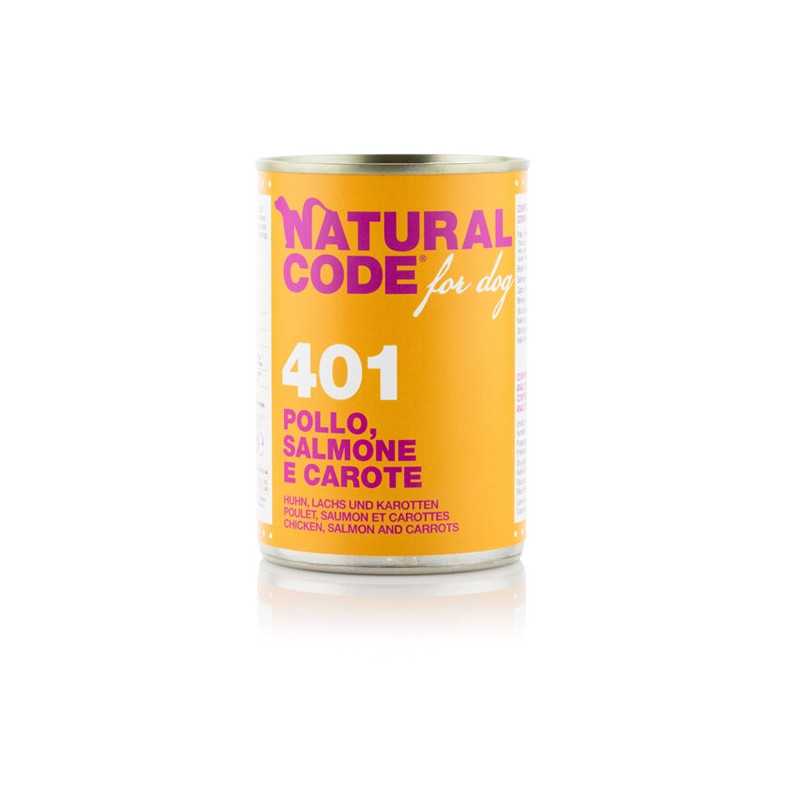NATURAL CODE For Dog 401 Poulet,Saumon et Carottes 400 g. NATURAL CODE For Dog 401 Poulet,Saumon et Carottes 400 g.