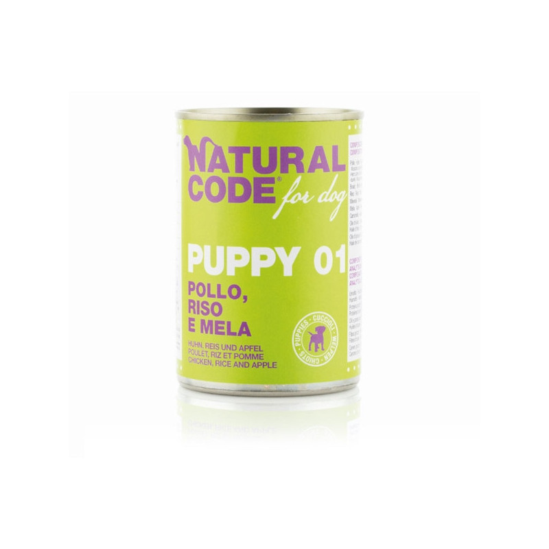NATURAL CODE - For Dog Puppy 01 Pollo,Riso e Mela 400 gr.
