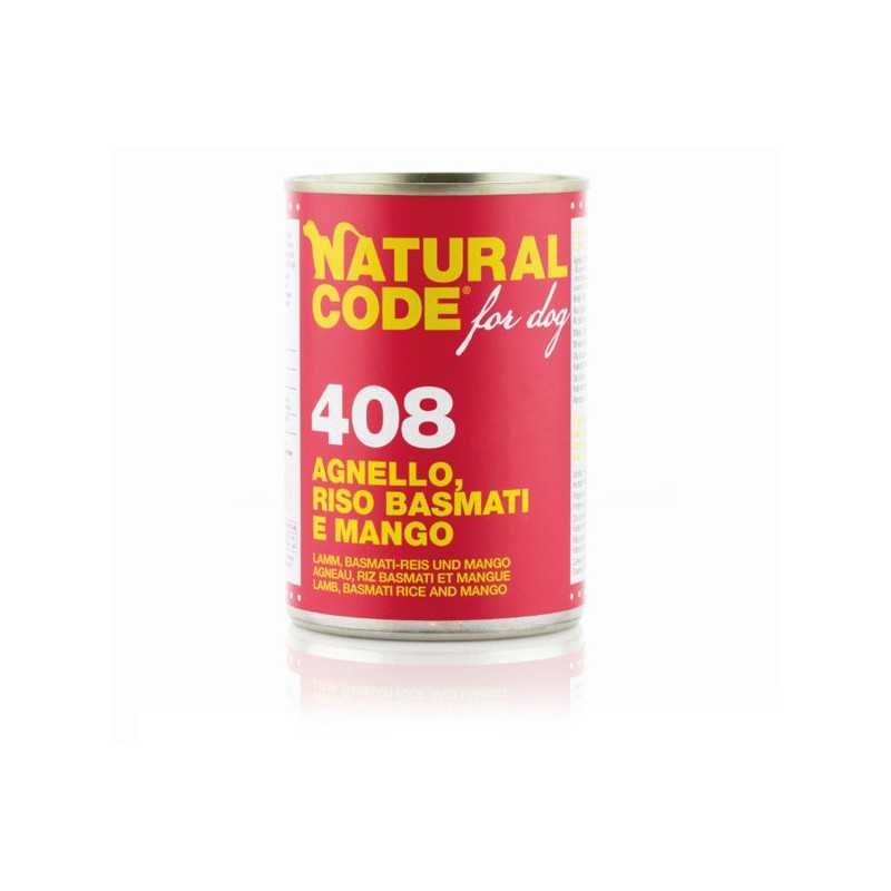 NATURAL CODE 408 Chien Agneau,Riz basmati et Mango 400 g. NATURAL CODE 408 Chien Agneau,Riz basmati et Mango 400 g.