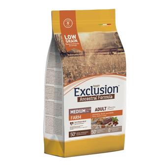 EXCLUSIONAncestral Low Grain Farm Adult Medium con Pollo, Anatra e Uova 2,5 kg. - 