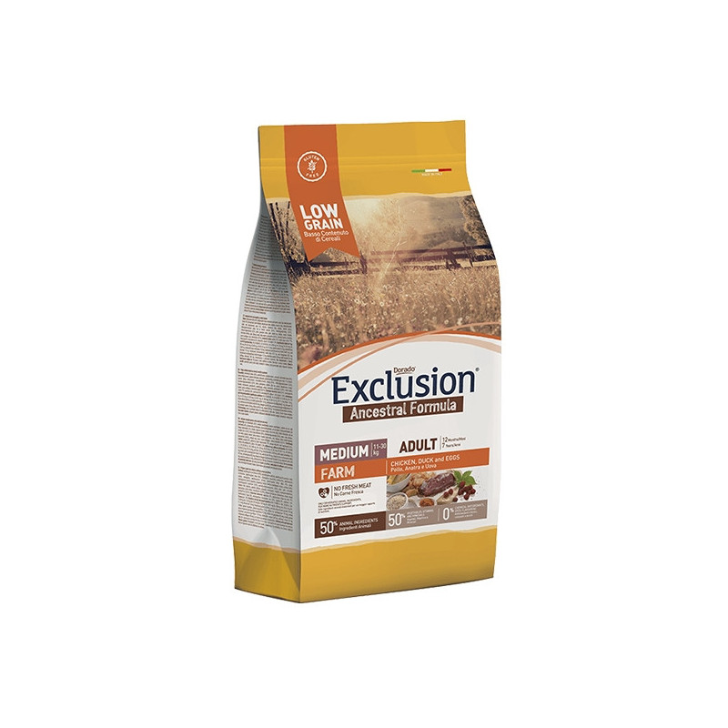 EXCLUSIONAncestral Low Grain Farm Adult Medium with Chicken, Duck and Eggs 2,5 kg.