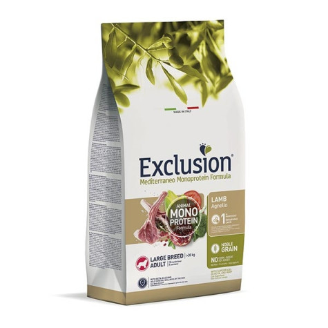 EXCLUSION Mediterraneo Monoprotein Adult Large Breed with Lamb 12 kg.