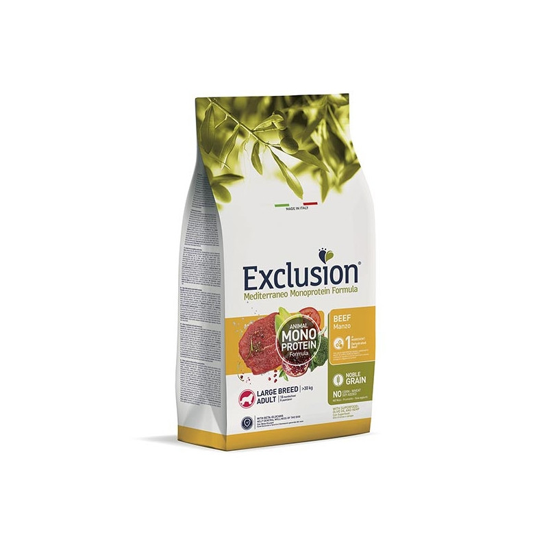 EXCLUSION Mediterraneo Monoprotein Adult Large Breed con Manzo 12 kg.