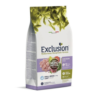 EXCLUSION Mediterraneo Monoprotein Light Small Breed with Chicken 500 gr.