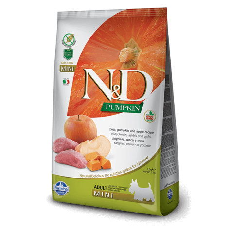 FARMINA N et D PUMPKIN grain free adult mini sanglier citrouille et pomme 2,5 kg