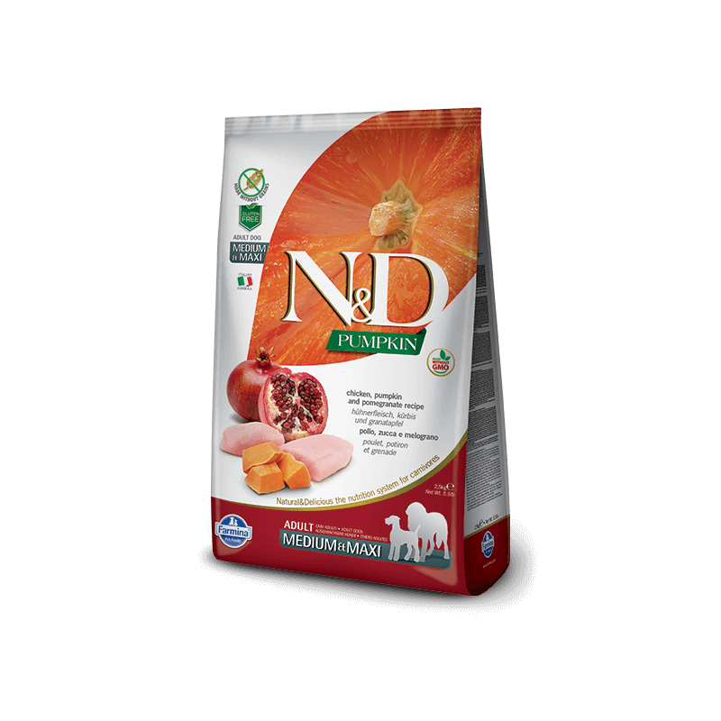 FARMINA N&D PUMPKIN grain free adult medio maxi pollo zucca e melograno 2,5 kg