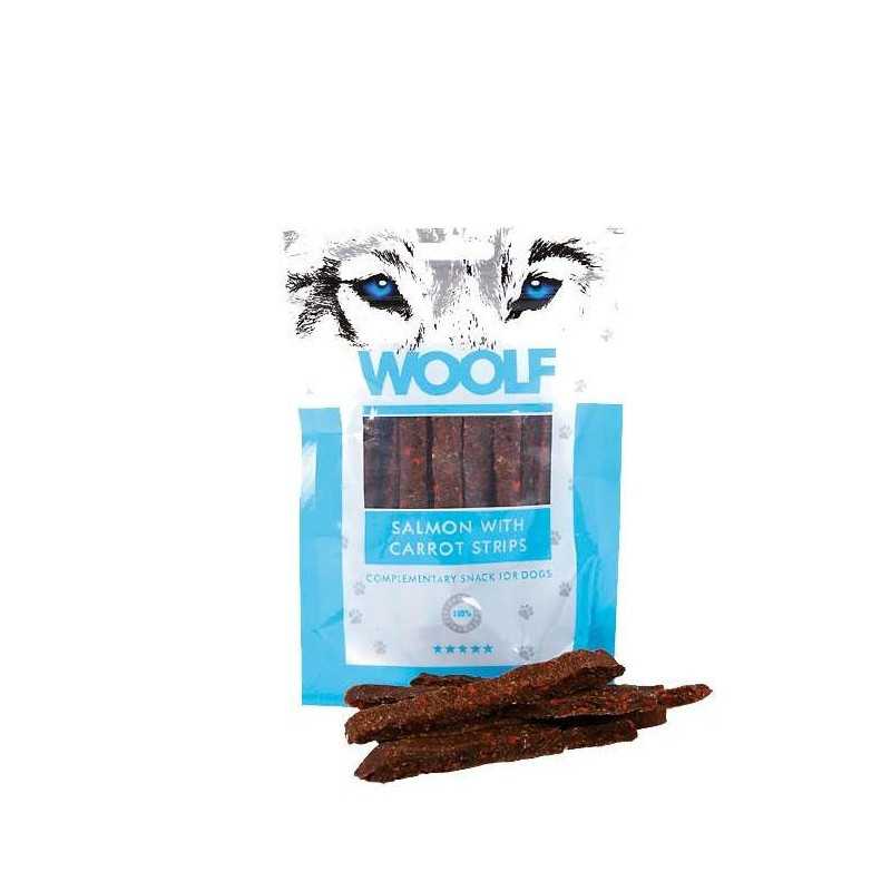 WOOLF STRISCE DI Saumon et Carottes 100 GR. WOOLF STRISCE DI Saumon et Carottes 100 GR.