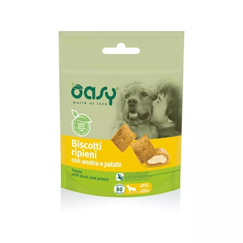 OASY Snack Kekse gefüllt mit Ente und Kartoffeln 80 gr.
