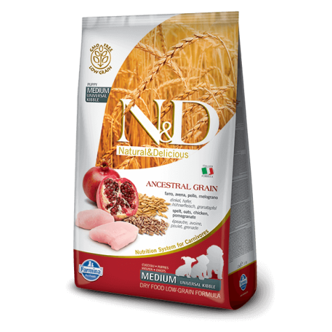 FARMINA N et D Low Ancestral Grain Puppy Medium avec poulet et grenade 12 kg