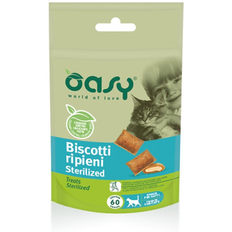 Oasy - Snack Biscotti Ripieni per Gatto Sterilized 60 gr. - 