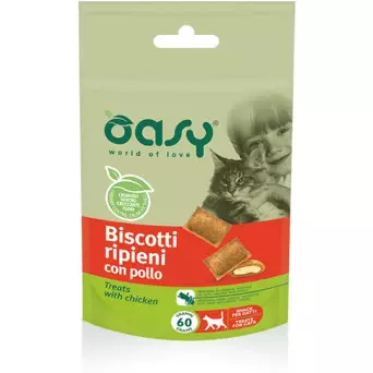 Oasy - Snack gefüllte Kekse für Katze mit Huhn 60 gr.