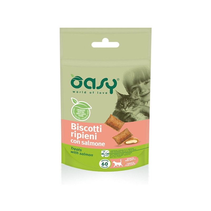 Oasy - Snack Biscotti Ripieni per Gatto con Salmone 60 gr.