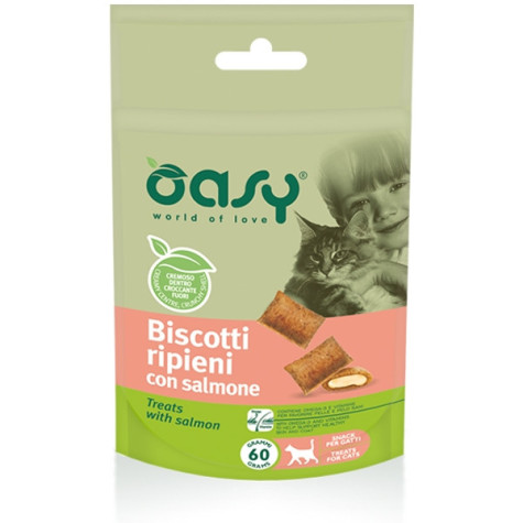 Oasy - Snack Biscotti Ripieni per Gatto con Salmone 60 gr. - 
