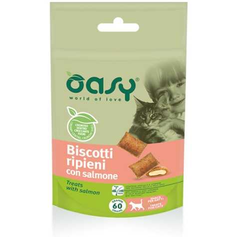 Oasy - Snack Biscotti Ripieni per Chat avec Saumon 60 g.