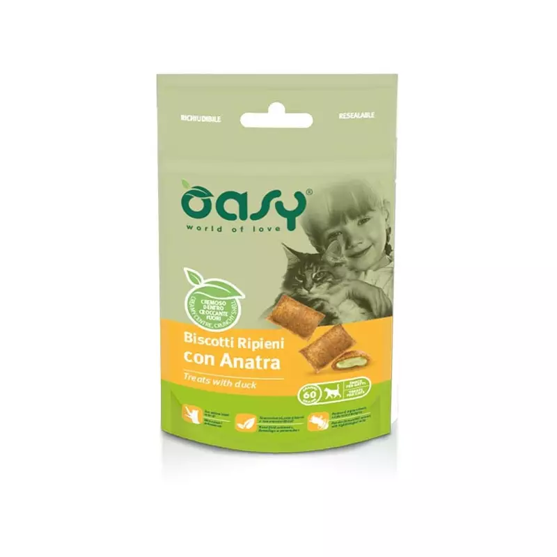 Oasy - Snack Stuffed Biscuits for Cat with Duck 60 gr.