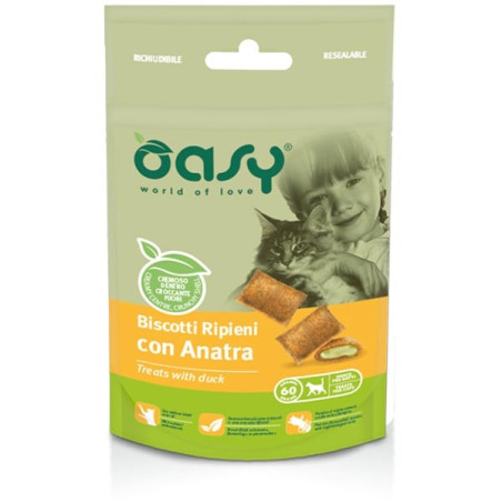 Oasy - Snack Biscotti Ripieni per Gatto con Anatra 60 gr. - 