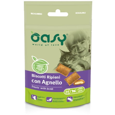 Oasy - Snack Biscotti Ripieni per Gatto con Agnello 60 gr. - 