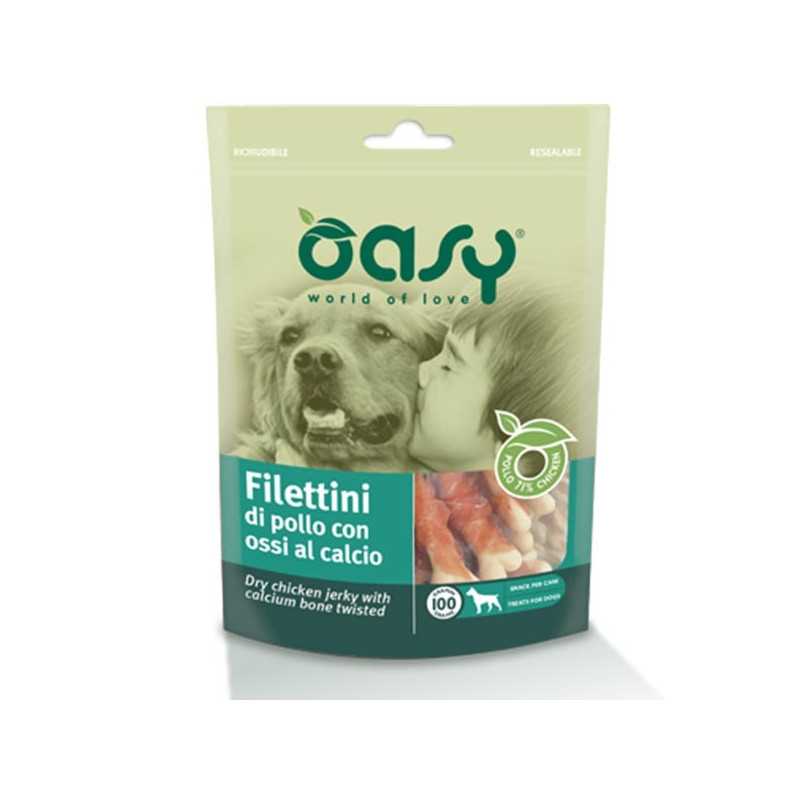 OASY Filettini di Poulet avec Ossi al Calcio 100 g. OASY Filettini di Poulet avec Ossi al Calcio 100 g.