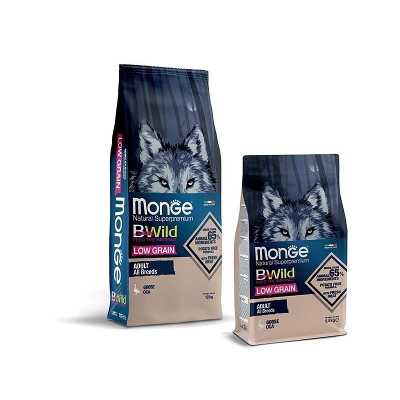 MONGE BWild Low Grain Adult All Breeds with Goose 12 kg.