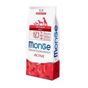 MONGE Natural Superpremium All Breeds Adult Active con Pollo 12 kg. - 