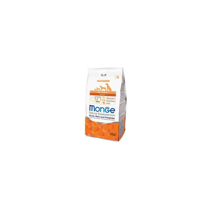 MONGE Natural Superpremium All Breeds Adult Canard, Riz et Pommes de terre 2,5 kg. MONGE Natural Superpremium All Breeds Adult Canard, Riz et Pommes de terre 2,5 kg.