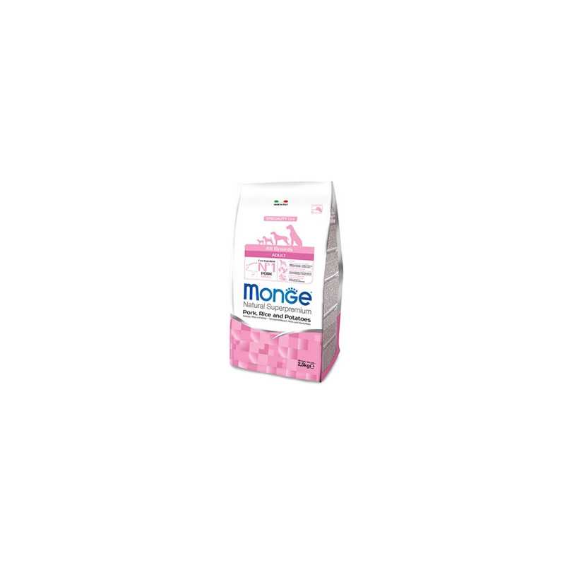 MONGE Natural Superpremium All Breeds Adult Porc, Riz et Pommes de terre 2,5 kg.