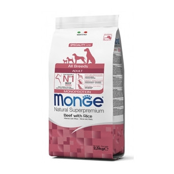 MONGE Natural Superpremium All Breeds Adult Monoprotein Beef with Rice 2,5 kg.