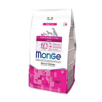 MONGE Natural Superpremium Extra Small Adult Reich an Huhn 3 kg.