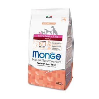 MONGE Natural Superpremium Extra Small Adult Salmon and Rice 800 gr.