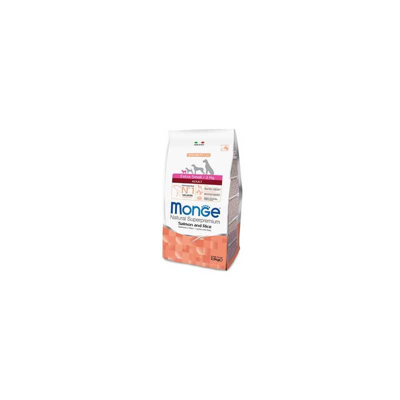 MONGE Natural Superpremium Extra Small Adult Saumon et Riz 2,5 kg.